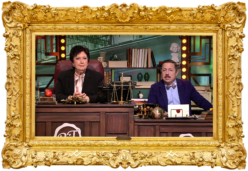 Image of the hosts of the show, Babben Larsson and David Sundin, sat at their desk together during the episode. Image of the hosts of the show, Babben Larsson and David Sundin, sat at their desk together during the episode.
