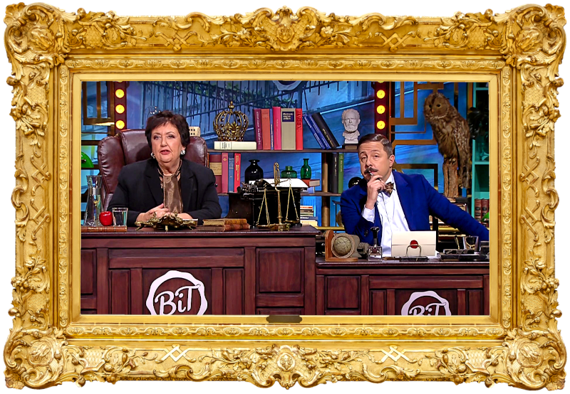 Image of the hosts of the show, Babben Larsson and David Sundin, sat at their desk together during the episode. Image of the hosts of the show, Babben Larsson and David Sundin, sat at their desk together during the episode.