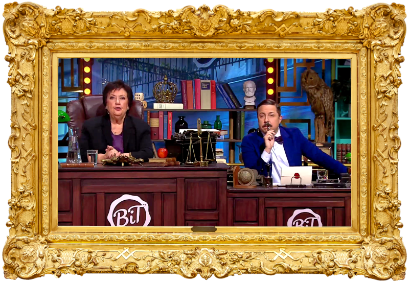 Image of the hosts of the show, Babben Larsson and David Sundin, sat at their desk together during the episode. Image of the hosts of the show, Babben Larsson and David Sundin, sat at their desk together during the episode.