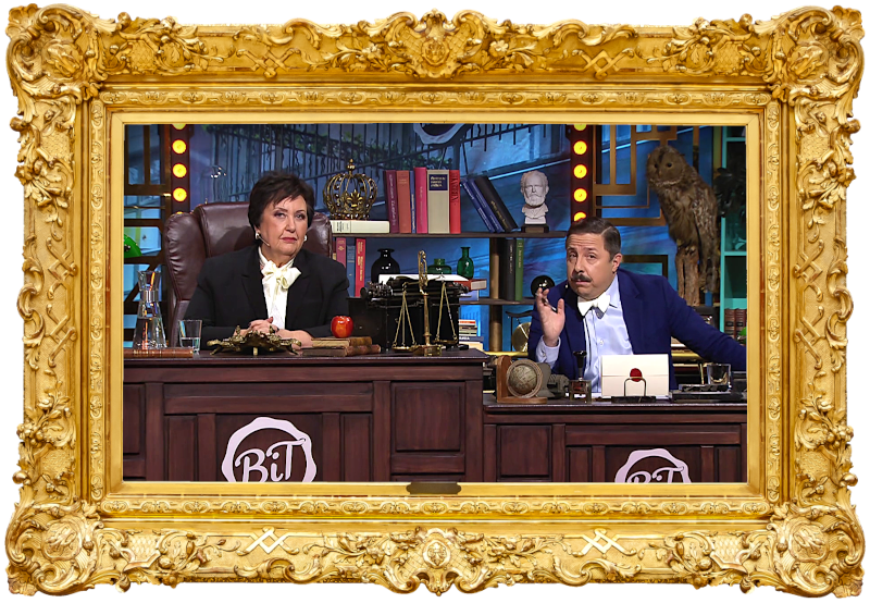 Image of the hosts of the show, Babben Larsson and David Sundin, sat at their desk together during the episode. Image of the hosts of the show, Babben Larsson and David Sundin, sat at their desk together during the episode.