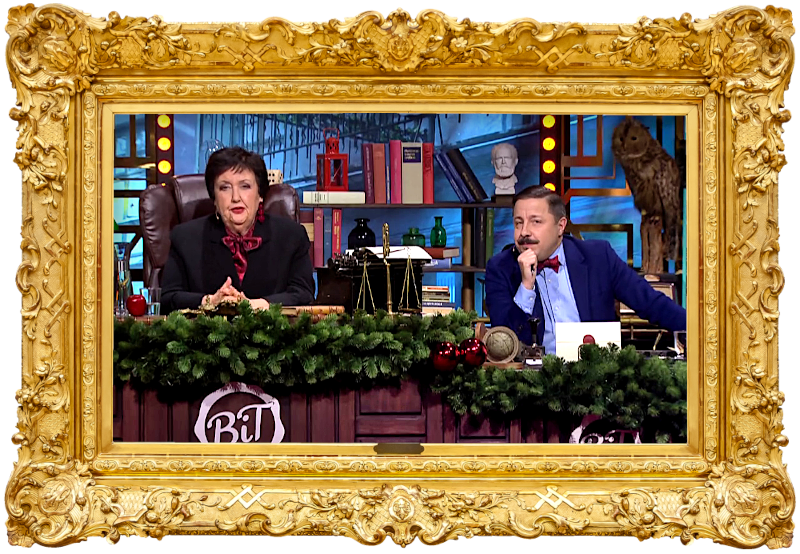 Image of the hosts of the show, Babben Larsson and David Sundin, sat at their desk together during the episode. Image of the hosts of the show, Babben Larsson and David Sundin, sat at their desk together during the episode.