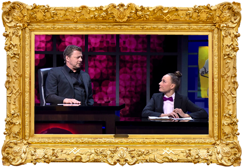 Image of the hosts of the show, Jaakko Saariluoma and Pilvi Hämäläinen, sat at their desk together during the episode. Image of the hosts of the show, Jaakko Saariluoma and Pilvi Hämäläinen, sat at their desk together during the episode.