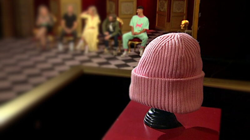 Image of the prize up for grabs in this episode: Linda P's last hat - a pink knitted beanie hat. Image of the prize up for grabs in this episode: Linda P's last hat - a pink knitted beanie hat.