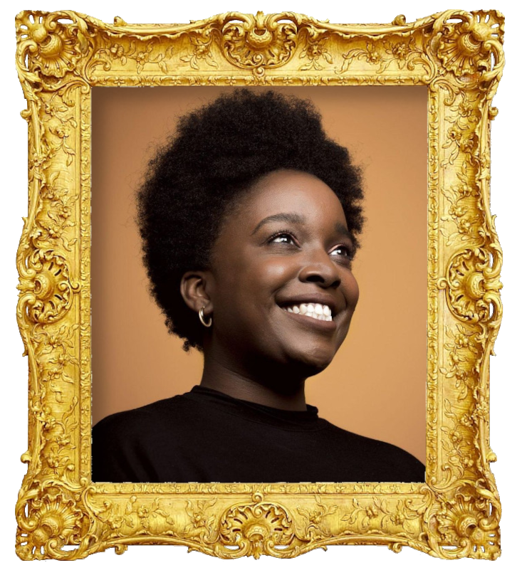 Headshot photo of Lolly Adefope surrounded with an ornate golden frame. Headshot photo of Lolly Adefope surrounded with an ornate golden frame.