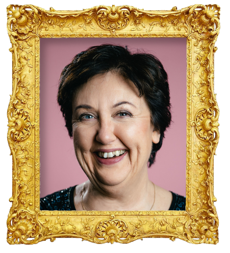 Headshot photo of Babben Larsson surrounded with an ornate golden frame.