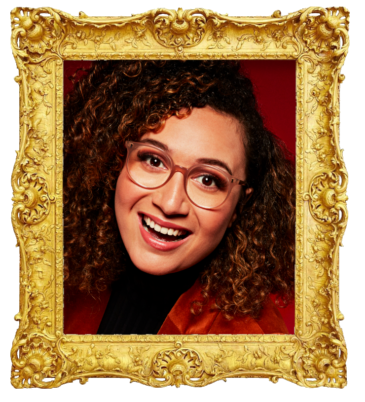 Headshot photo of Rose Matafeo surrounded with an ornate golden frame. Headshot photo of Rose Matafeo surrounded with an ornate golden frame.