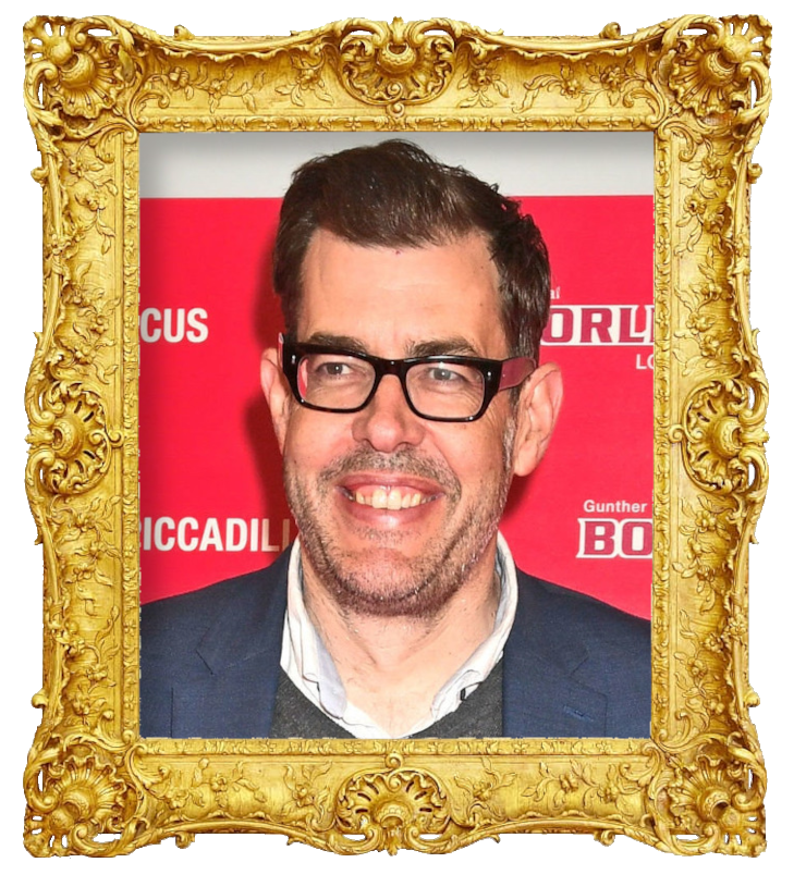 Headshot photo of Richard Osman surrounded with an ornate golden frame. Headshot photo of Richard Osman surrounded with an ornate golden frame.