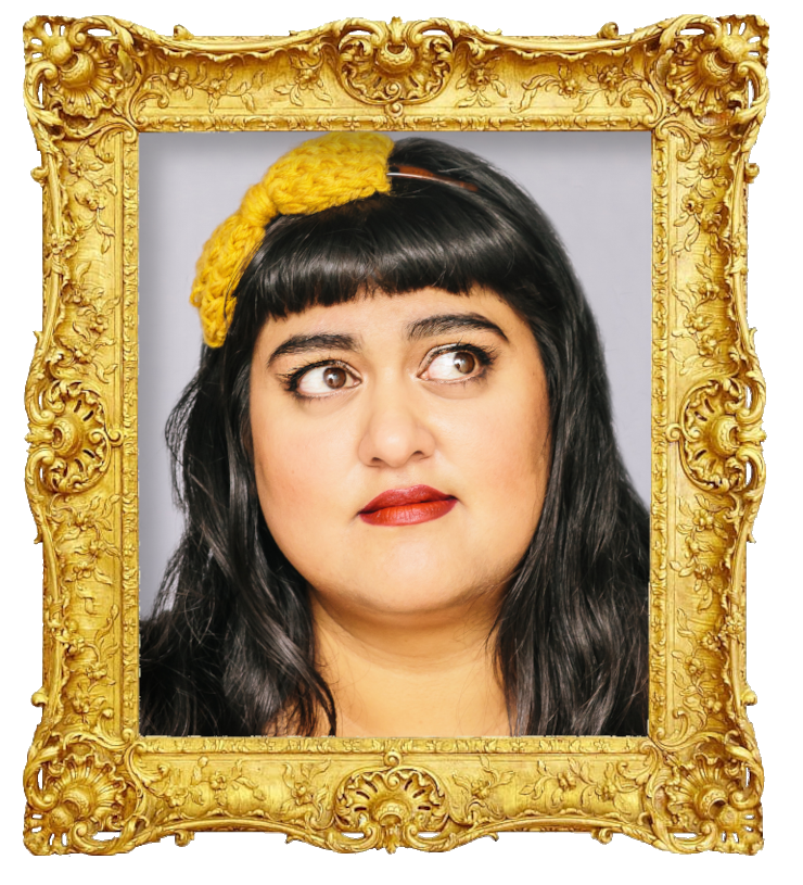 Headshot photo of Angella Dravid surrounded with an ornate golden frame. Headshot photo of Angella Dravid surrounded with an ornate golden frame.