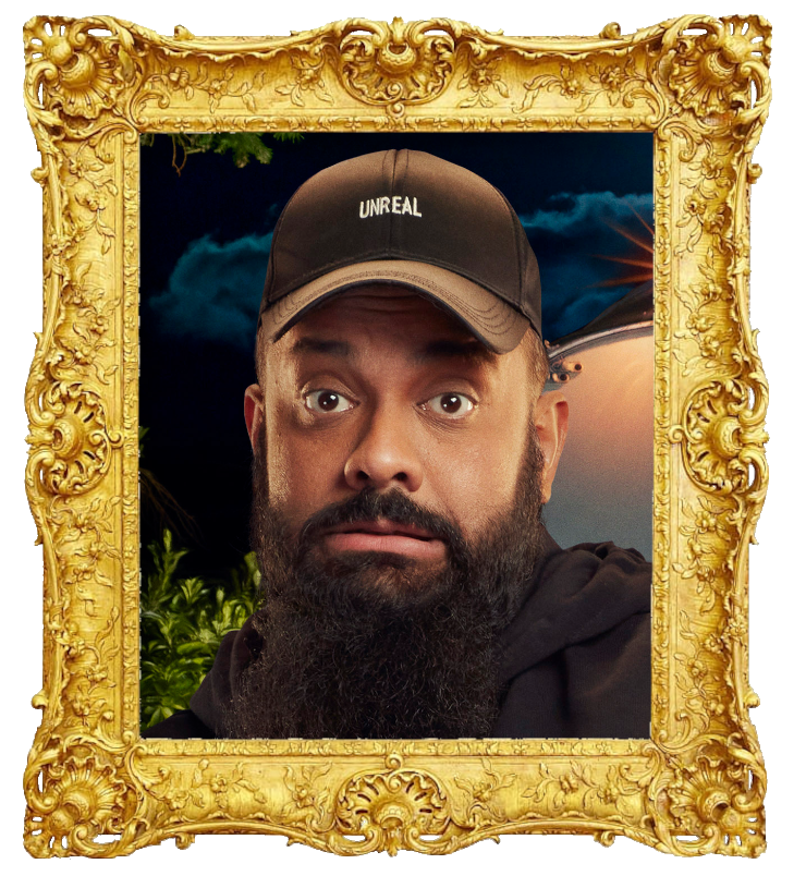 Headshot photo of Guz Khan surrounded with an ornate golden frame. Headshot photo of Guz Khan surrounded with an ornate golden frame.