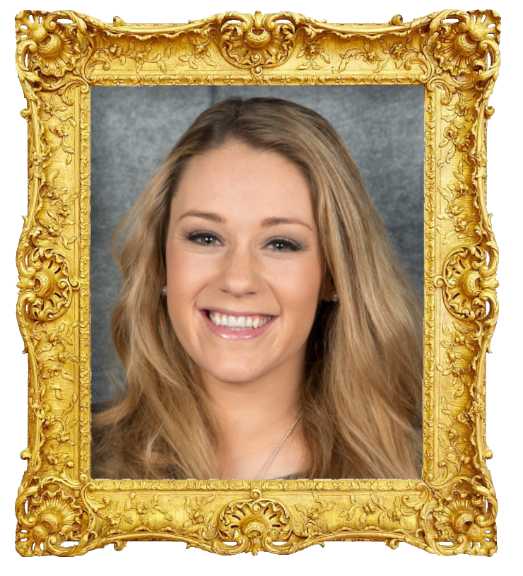 Headshot photo of Ida Fladen surrounded with an ornate golden frame. Headshot photo of Ida Fladen surrounded with an ornate golden frame.