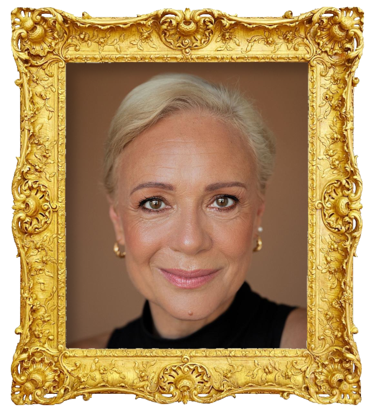 Headshot photo of Carla Andrino surrounded with an ornate golden frame. Headshot photo of Carla Andrino surrounded with an ornate golden frame.