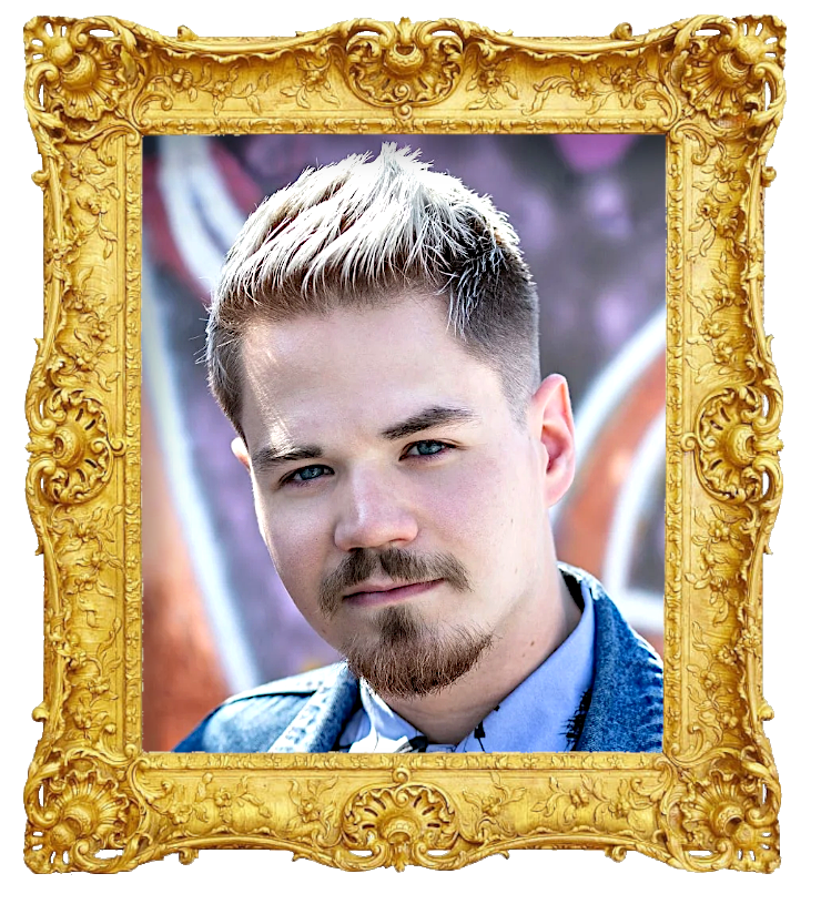 Headshot photo of Miska Haakana surrounded with an ornate golden frame.