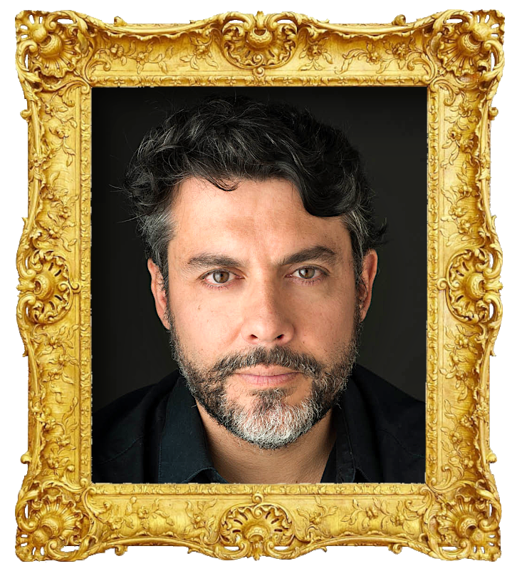 Headshot photo of Rui Melo surrounded with an ornate golden frame.
