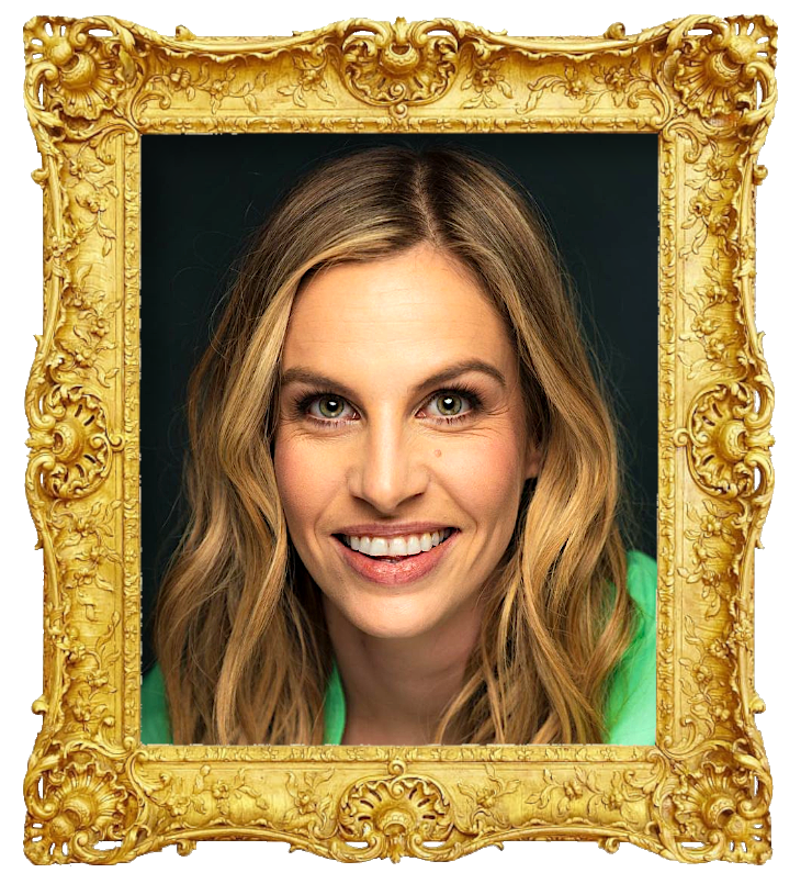 Headshot photo of Marie-Lyne Joncas surrounded with an ornate golden frame.