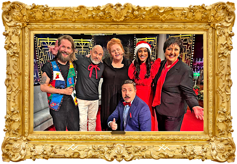 Image of the cast of this festive special episode: Henrik Nyblom, Linnéa Wikblad, Markoolio, Nikki Amini, Babben Larsson, and David Sundin. Image of the cast of this festive special episode: Henrik Nyblom, Linnéa Wikblad, Markoolio, Nikki Amini, Babben Larsson, and David Sundin.