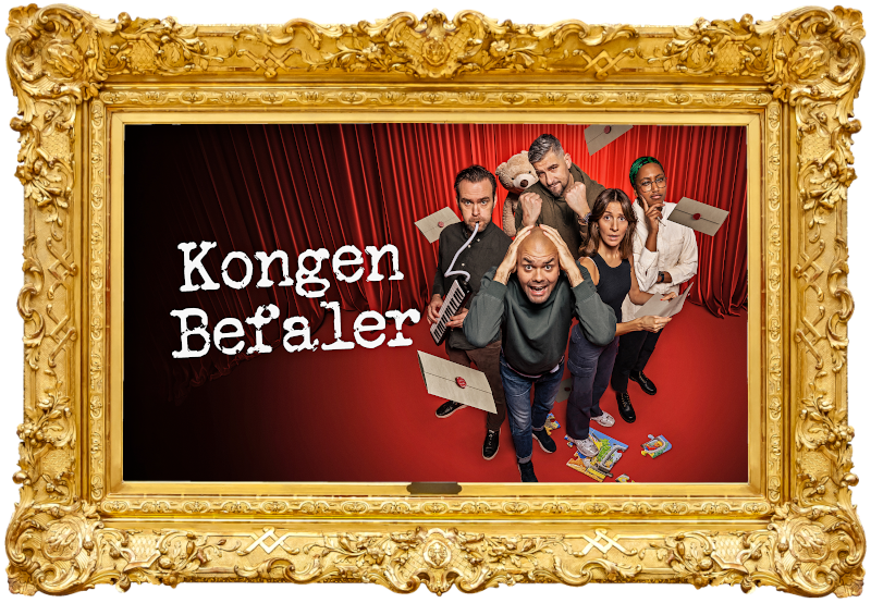 Cover image for the seventh season of the Norwegian show Kongen Befaler, picturing the cast of the season. Cover image for the seventh season of the Norwegian show Kongen Befaler, picturing the cast of the season.