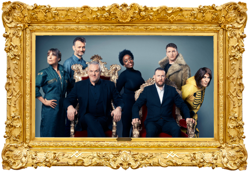 Cover image for the fourth series of the UK show Taskmaster, picturing the cast of the series. Cover image for the fourth series of the UK show Taskmaster, picturing the cast of the series.