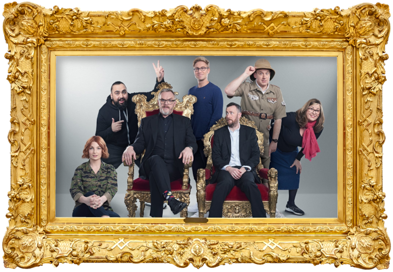 Cover image for the sixth series of the UK show Taskmaster, picturing the cast of the series. Cover image for the sixth series of the UK show Taskmaster, picturing the cast of the series.