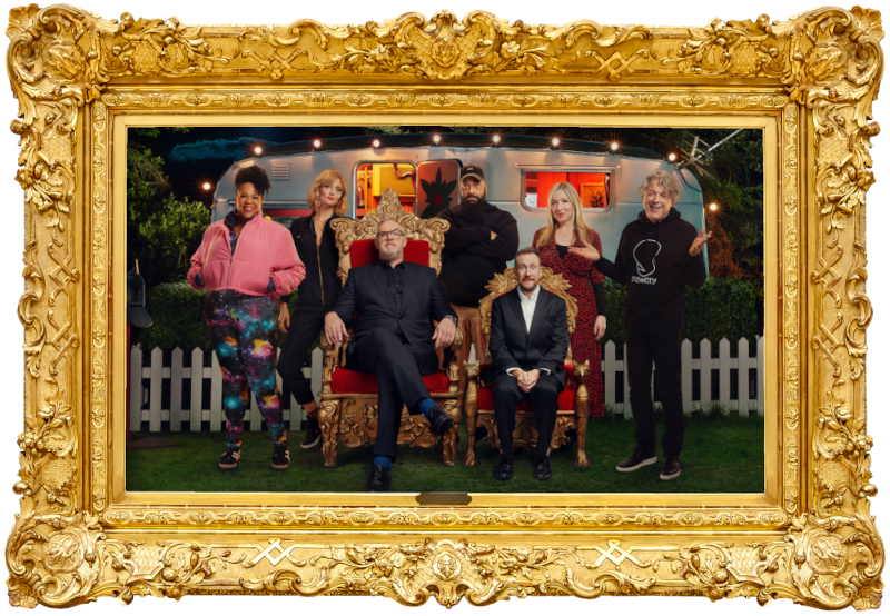 Cover image for the twelfth series of the UK show Taskmaster, picturing the cast of the series. Cover image for the twelfth series of the UK show Taskmaster, picturing the cast of the series.