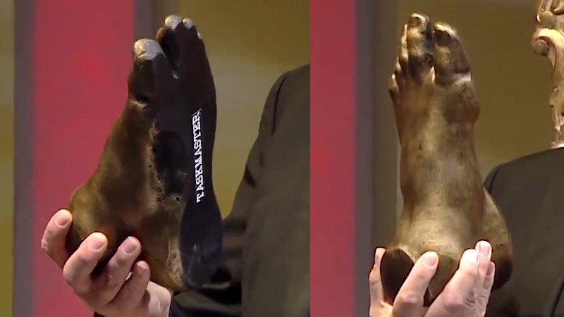 Image of the Edinburgh Does... Taskmaster prize, Greg's golden foot. Image of the Edinburgh Does... Taskmaster prize, Greg's golden foot.