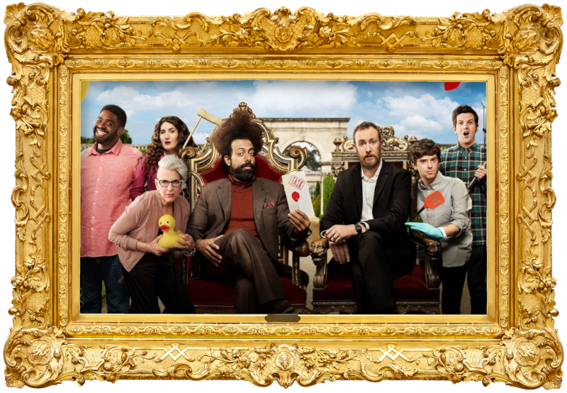 Cover image for the first season of the American show Taskmaster US, picturing the cast of the season. Cover image for the first season of the American show Taskmaster US, picturing the cast of the season.