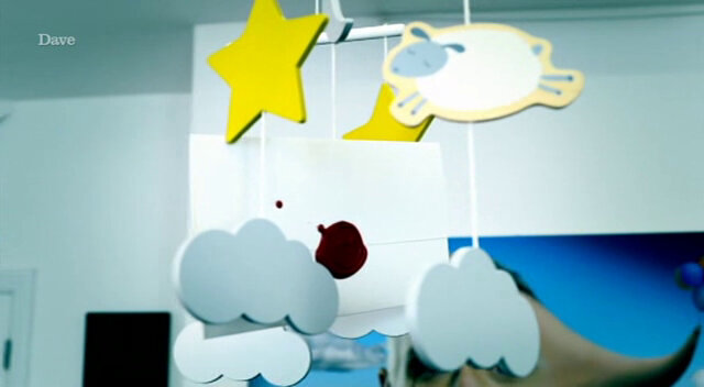 Sealed task brief hangs within a nursery mobile depicting clouds, stars and sheep. Sealed task brief hangs within a nursery mobile depicting clouds, stars and sheep.