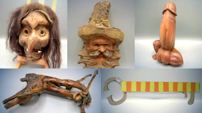 Image of the pool of prize submissions submitted by the contestants in the 'The weirdest wooden thing' task. Image of the pool of prize submissions submitted by the contestants in the 'The weirdest wooden thing' task.