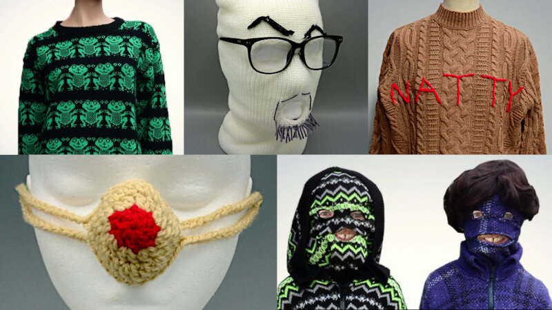 Image of the pool of prize submissions submitted by the contestants in the 'The nattiest knitwear' task. Image of the pool of prize submissions submitted by the contestants in the 'The nattiest knitwear' task.
