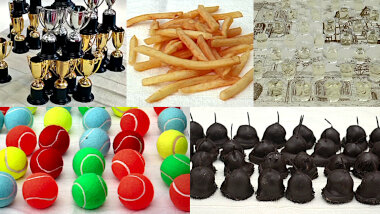 Image of the pool of prize submissions submitted by the contestants in the 'The best 40 identical things on a towel' task.