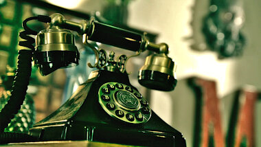 An old-fashioned rotary phone.