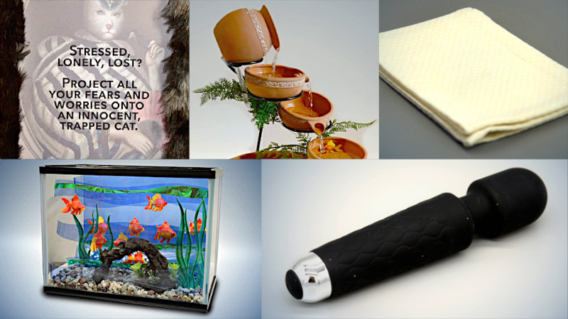 Image of the pool of prize submissions submitted by the contestants in the 'The most calming item' task. Image of the pool of prize submissions submitted by the contestants in the 'The most calming item' task.