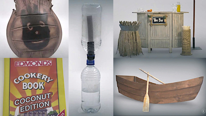 Image of the pool of prize submissions submitted by the contestants in the 'The best thing to have on a desert island' task. Image of the pool of prize submissions submitted by the contestants in the 'The best thing to have on a desert island' task.
