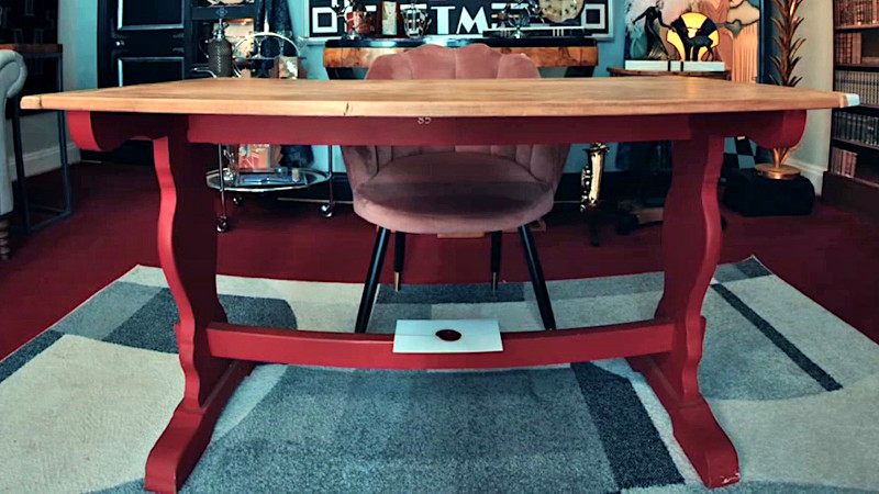 A sealed task brief underneath the living room table. A sealed task brief underneath the living room table.